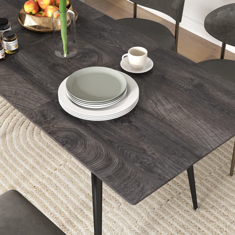 HOMCOM Tavolo da pranzo allungabile, per 6-8 persone, in legno con gambe in acciaio robuste