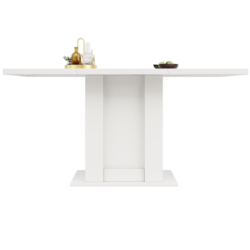 Tavolo da cucina con vano portaoggetti e ripiani a 3 livelli, 140x75x75 cm, Bianco