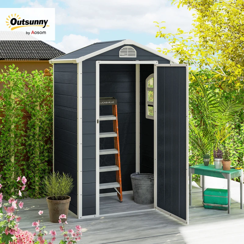 Outsunny Metal Storage Shed With Latched Door Good Ventilation Sloped Roof Outdoor Patio Equipment Tool Storage