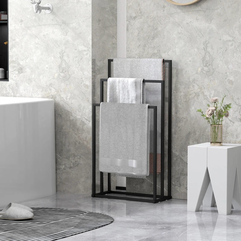 HOMCOM Portasciugamani da Terra a 3 Bracci Autoportante in Acciaio, 45x21.5x85 cm