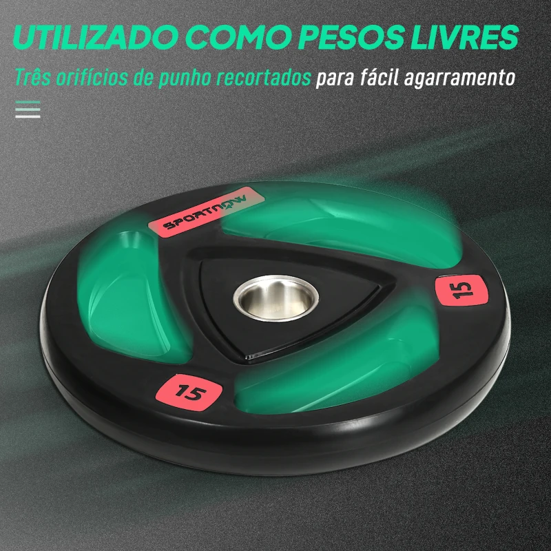 SPORTNOW Conjunto de 2 Discos de Pesos Olimpicos 15kg Ferro Fundido Placas de Peso com Orifício de 5 cm Ø40x5 cm Preto