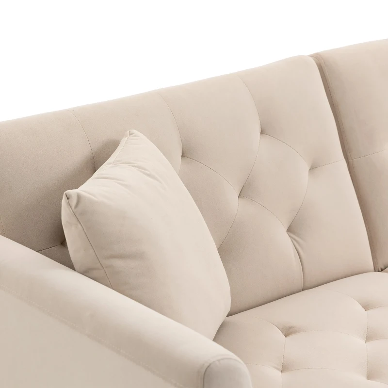 Divano letto 3 posti in Velluto con Regolabile Posizioni, Robuste Struttura in Metallo, ideale per Soggiorno e camera da letto, 162x78x80 cm, Beige