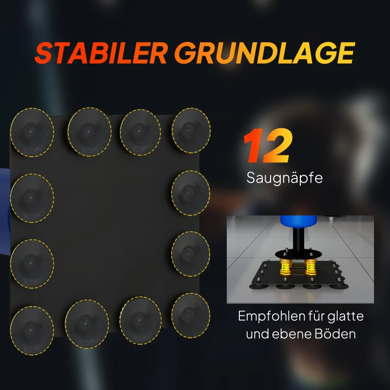 SPORTNOW Boxstand, zwei Speedballs, drehbare Boxstange, Kickpolster, höhenverstellbar, Stahl, 107 x 36 x 140-205 cm, Blau