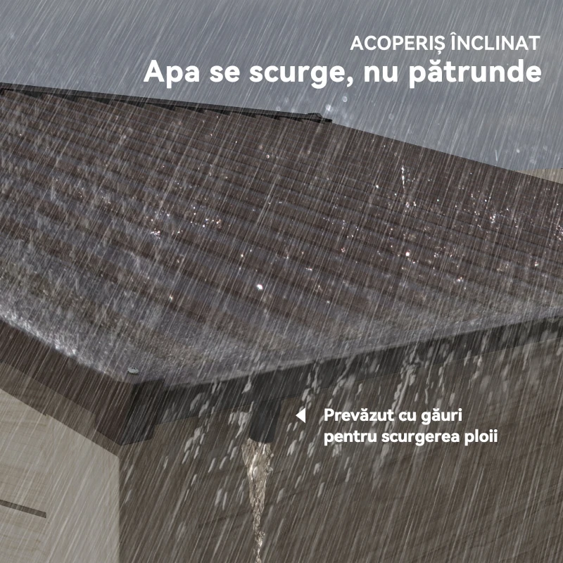 Outsunny Căsuță de Grădină din Oțel cu Efect de Lemn și Uși Duble Glisante, 278x195x215 cm, Maro