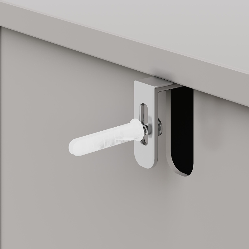 Bufet minimalist pentru sufragerie, cu 4 uși și rafturi reglabile, 140x38,5x82,5 cm, Gri