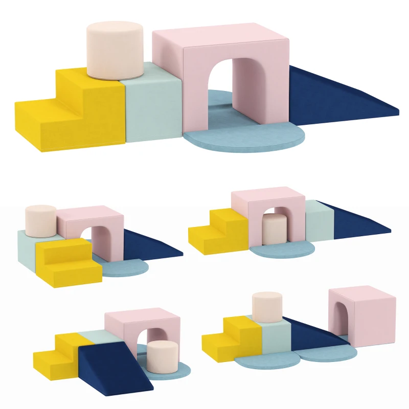 AIYAPLAY Conjunto de 8 Blocos de Espuma para Crianças com Capas de Veludo Laváveis para Escalar e Rastejar Multicor