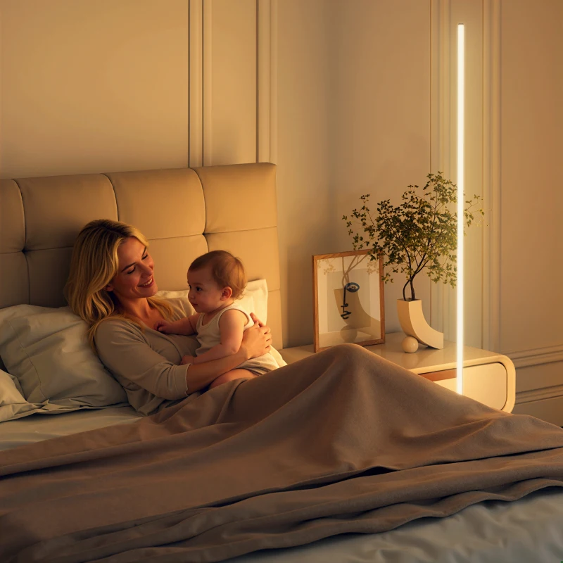 HOMCOM Stehlampe LED 150 cm hoch mit einstellbarer Farbtemperatur und Fernbedienung, Silber