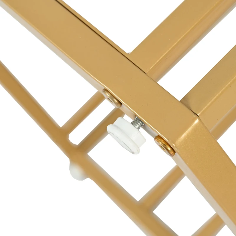 Tavolo da pranzo esagonale moderno con gambe in metallo dorato, 115.5x100x75 cm, Bianco e Oro