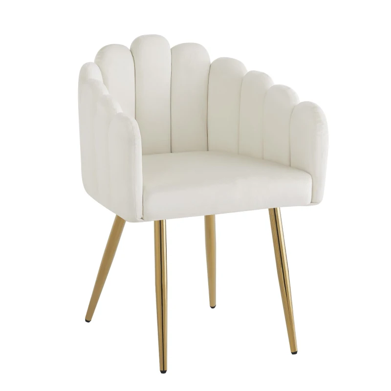 Set da 2 sedie moderne con design a ventaglio, 48x44.5x82 cm, Bianco