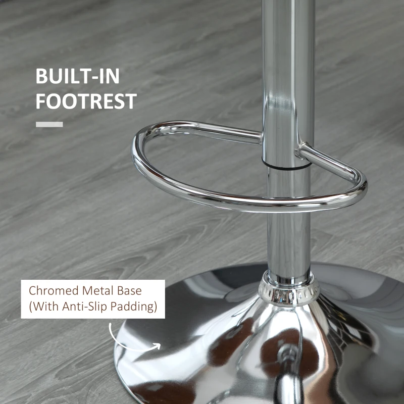 HOMCOM 2er-Set Barhocker, höhenverstellbar, Metallgestell, drehbarer Sitz, Cremeweiß