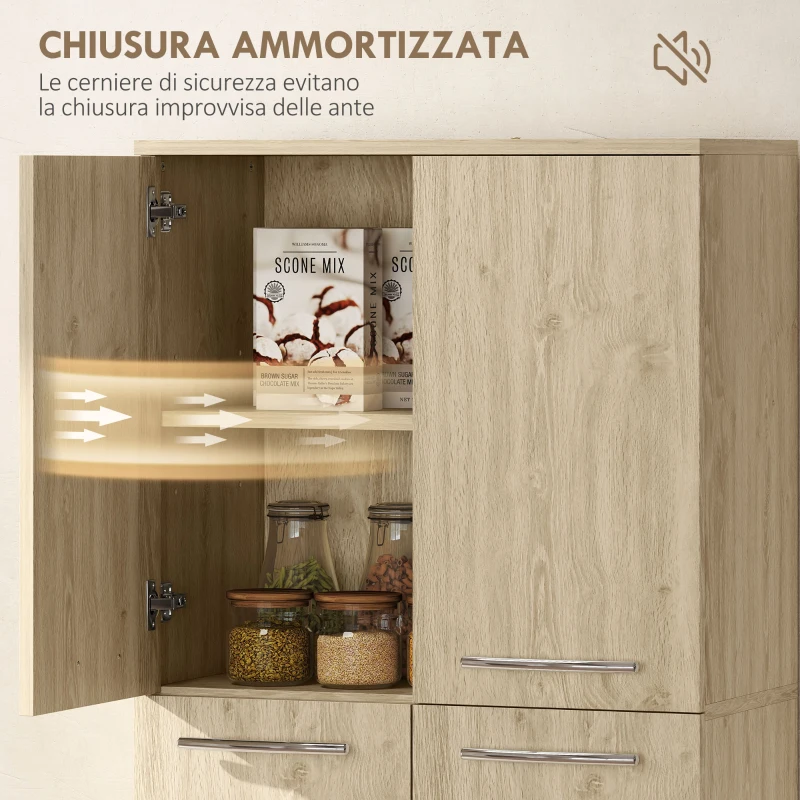 HOMCOM Mobile Contenitore Minimal con 2 Armadietti e Mensole Regolabili, in Legno color Rovere, 59x31x155 cm