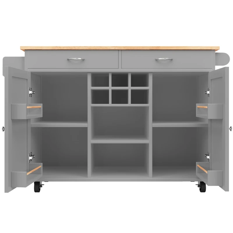 Îlot de cuisine moderne, table à manger multifonctionnelle avec espace de rangement, 102x45x92 cm, Gris