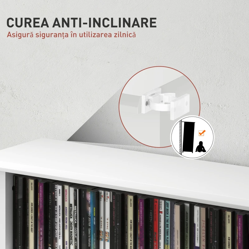 HOMCOM Unitate de Stocare 360 CD/185 DVD/185 Blu-ray - Alb