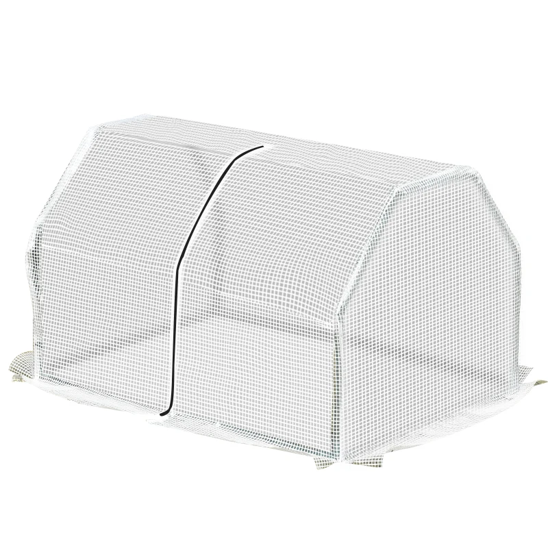 Outsunny Mini Sera pentru gradina balcon din plastic PE otel cu inchidere cu fermoar  alb transparent pentru fructe pentru legume pentru plante pentru flori