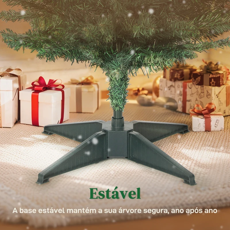 HOMCOM Árvore de Natal Slim 180 cm Árvore de Natal Artificial com 321 Ramos Suporte Metálico Decoração para Interior Verde