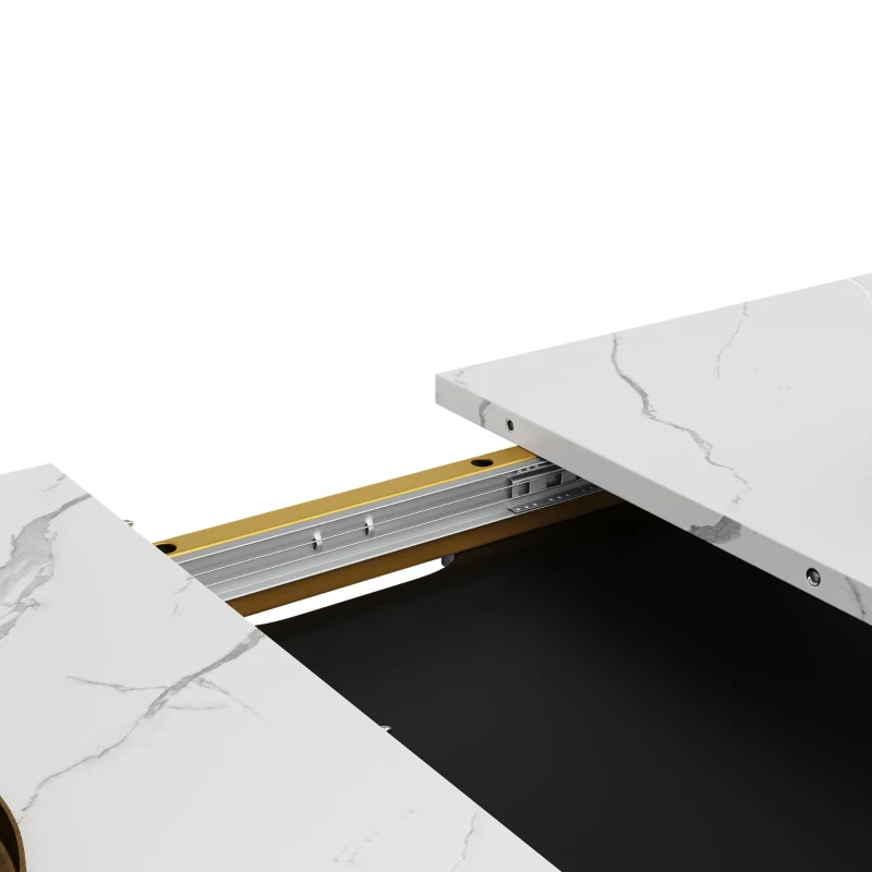 Table à manger extensible, table cuisine-séjour avec pieds croisés, 120-160x80x75,4 cm, Blanc+Noir