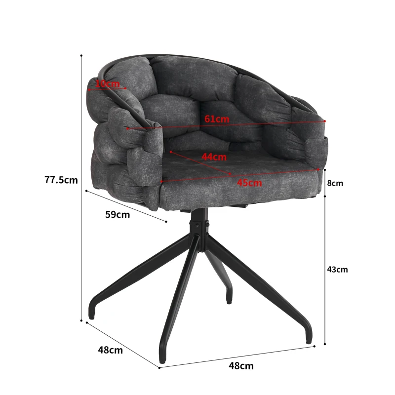 Set da 2 sedie in velluto, girevoli a 360°, sedie Bubble, 45x44x77,5 cm, Grigio