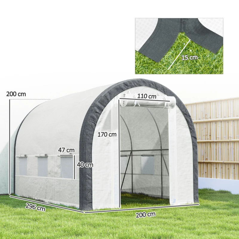 Outsunny 3 x 2(m) Walk-In Tunnel Greenhouse, with Accessories - White