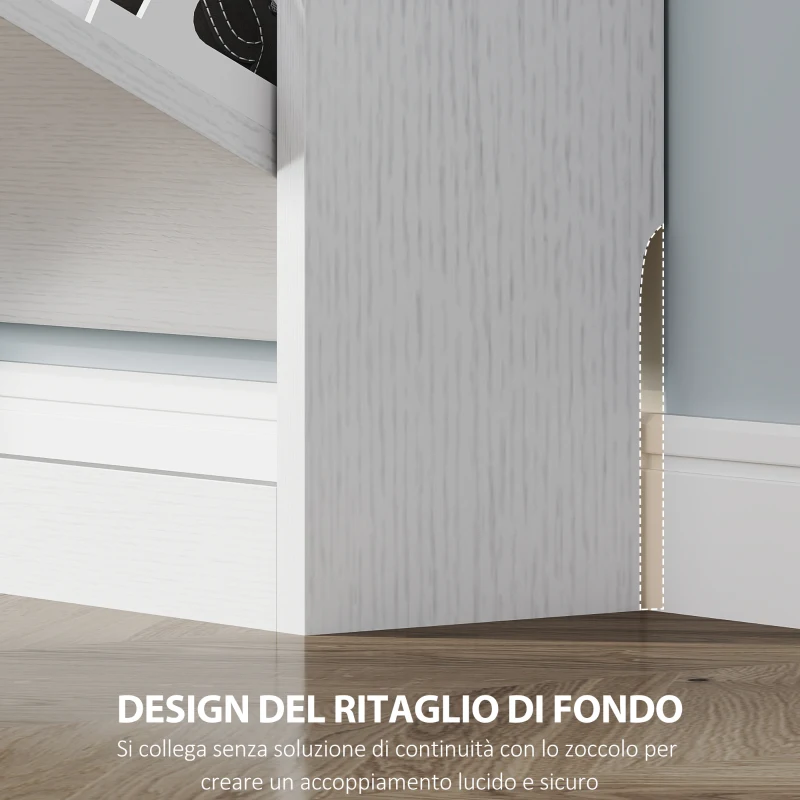 HOMCOM Scarpiera Slim a 3 Cassetti Ribaltabili con Intaglio Inferiore, in Legno, 80x17x108 cm, Bianco
