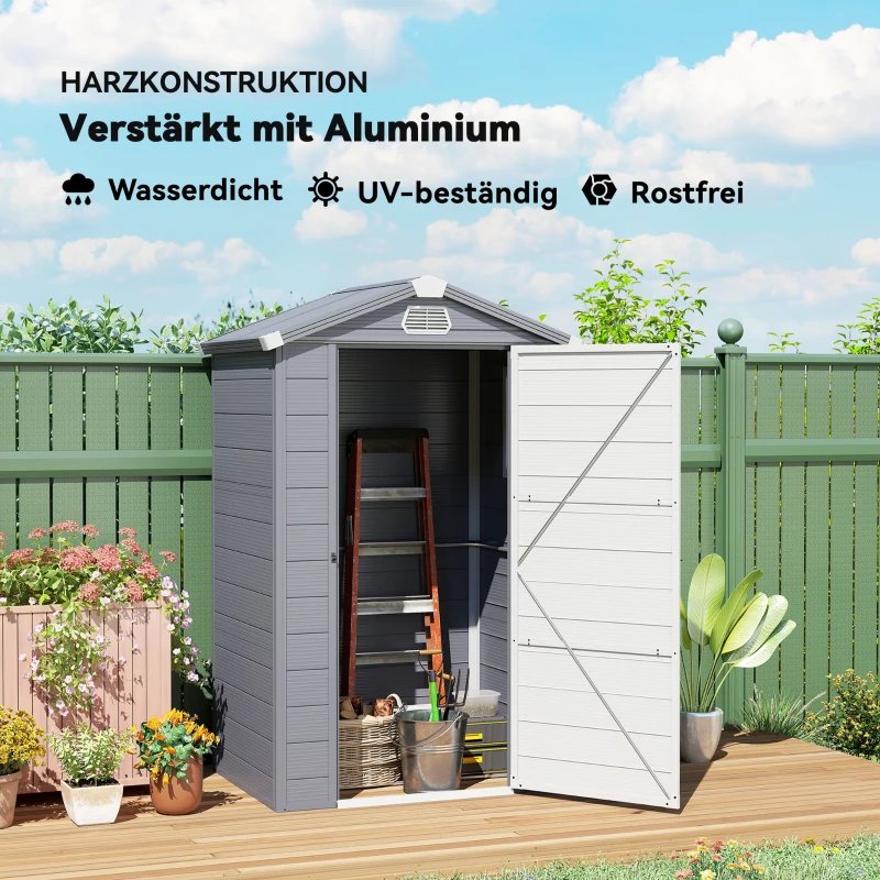 Outsunny Gerätehaus, 1,1m², Gartenhaus mit Satteldach, 133 x 102 x 180/208 cm
