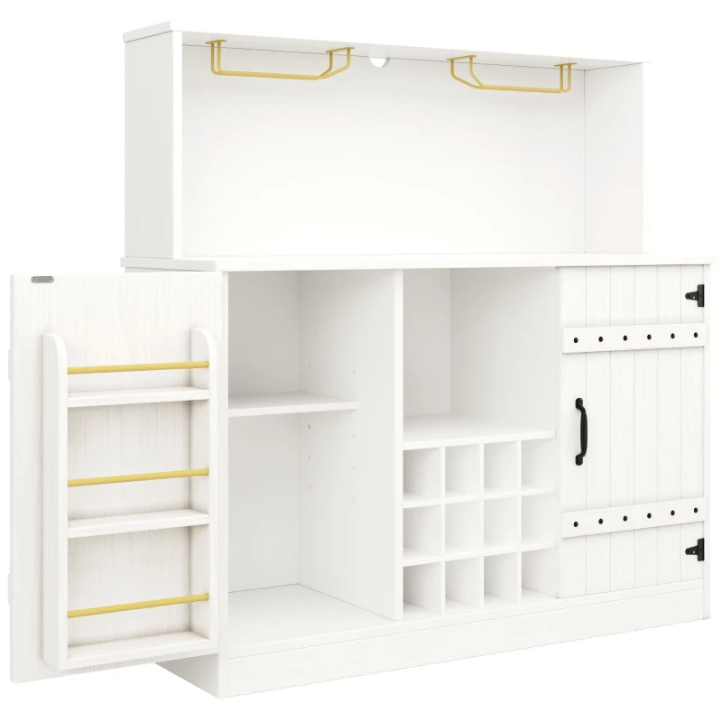 Buffet moderne avec range-verres à vin, espace de rangement multi-niveaux, 120x40x120 cm, Blanc
