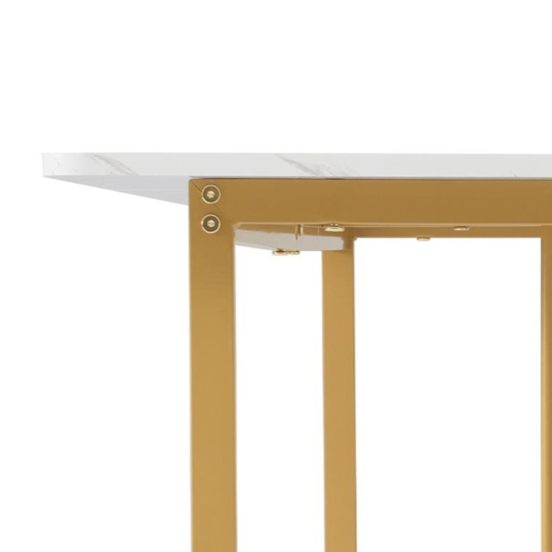 Masă de bucătărie dreptunghiulară cu cadru metalic stabil, 140x80x75 cm, Alb