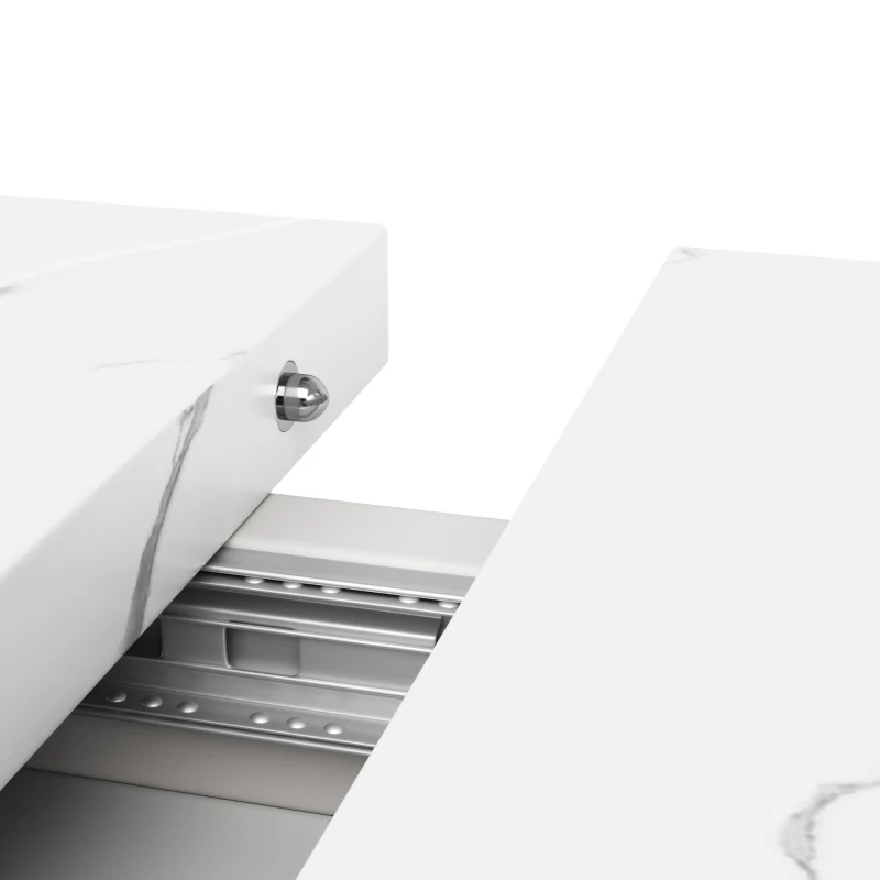 Masă extensibilă de dining, masă pentru bucătărie-living cu picioare încrucișate, 118-157L x 75P x 76,4Î cm, Alb