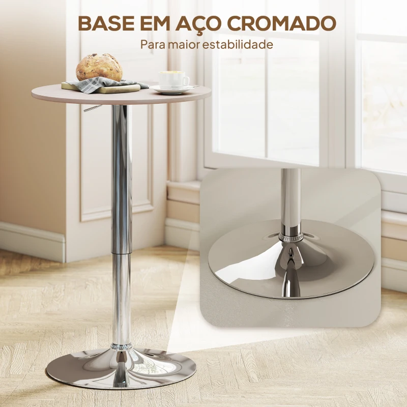 HOMCOM Mesa de Bar com Altura Ajustável Giratória 360° com Base Redonda Mesa Alta Moderna para Cozinha Ø60x67-93 cm Madeira