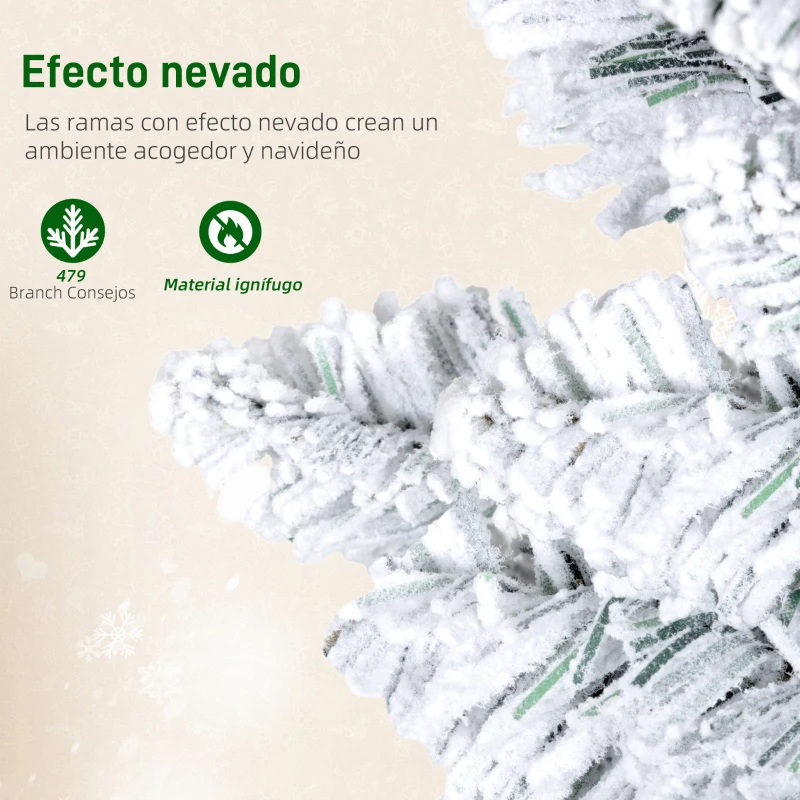 HOMCOM Árbol de Navidad Estrecho 180 cm con Luces LED Bicolores 11 Modos de Iluminación 479 Ramas Verde