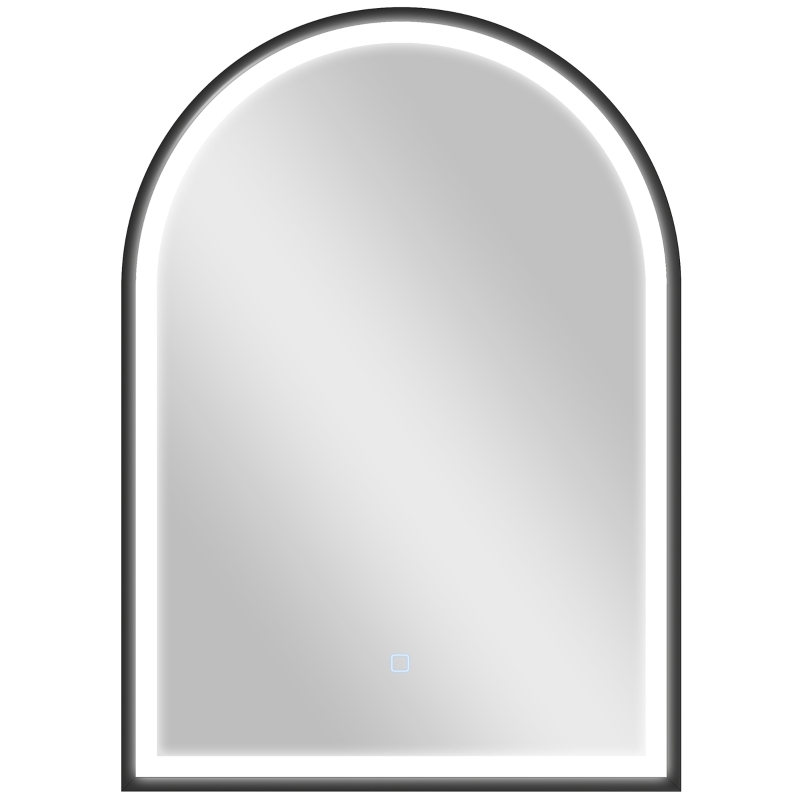 HOMCOM Espejo de baño iluminado 50 x 70 cm, espejo LED arqueado, anti-vaho, 3 colores de luz, regulable, con memoria, negro