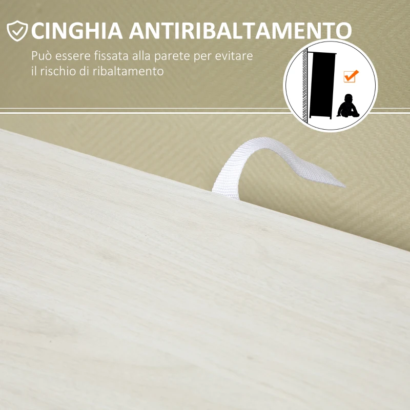 HOMCOM Mobile Bagno con 4 Cassetti, Armadietto a 2 Livelli e Maniglie Ritagliate, in Legno, 54x29x83 cm, Bianco
