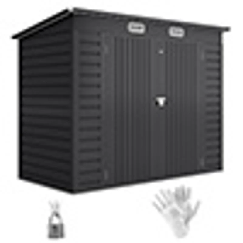 Outsunny 3.7 x 7.9ft Galvanised Steel Shed, with Latched Door and Padlock - Grey