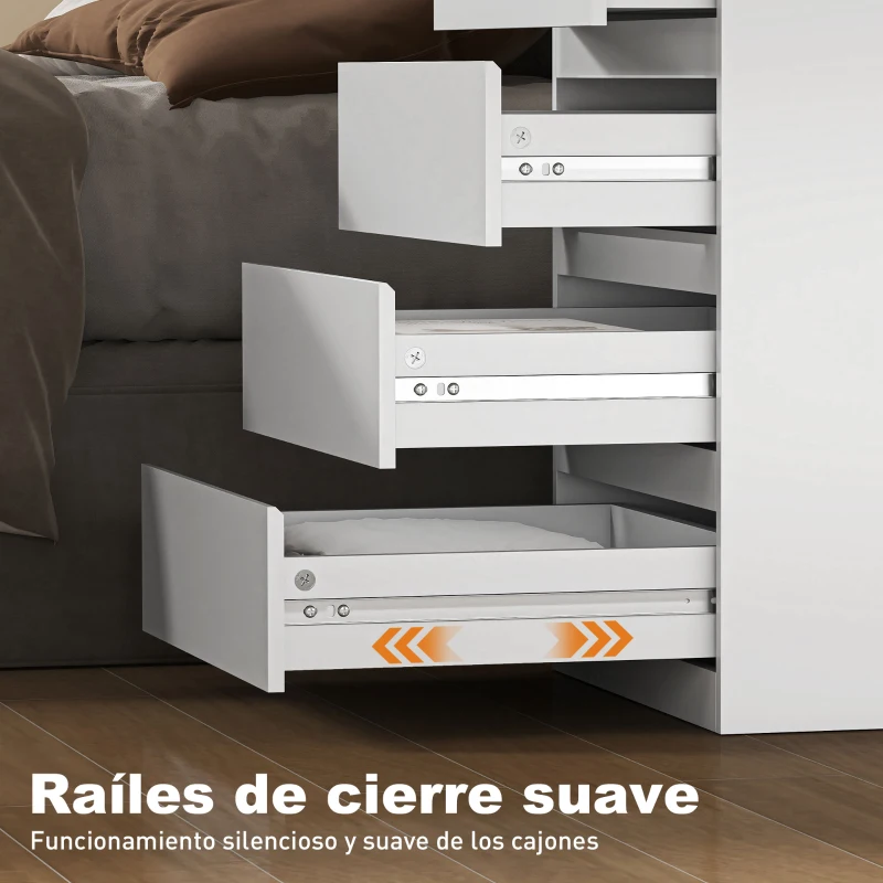 HOMCOM Cómoda 4 Cajones con Cierre Suave Cajonera para Salón Oficina Estilo Moderno 45x40x68 cm Blanco