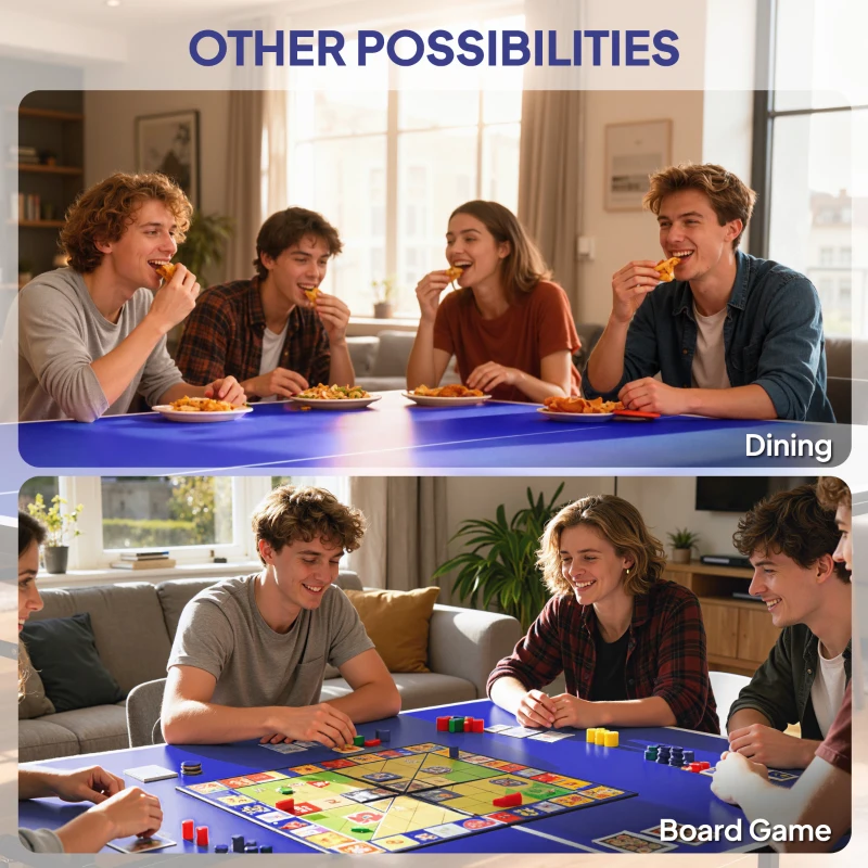 SPORTNOW Tafeltennistafel, inklapbaar, mobiel, 2 rackets, 3 ballen, metalen frame, 274x152,5x76 cm, blauw