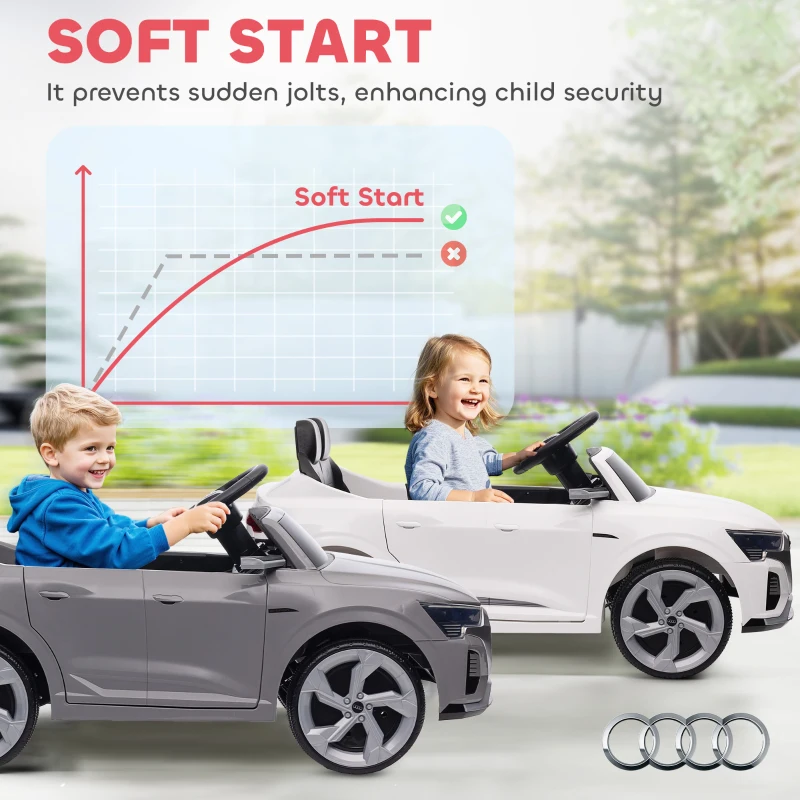 AIYAPLAY Audi Q8 e-tron Sportback Licensed 12V Ride on Car w/ Remote, 4 Spring Suspension Wheels, Headlamps, Music, Horn - Grey