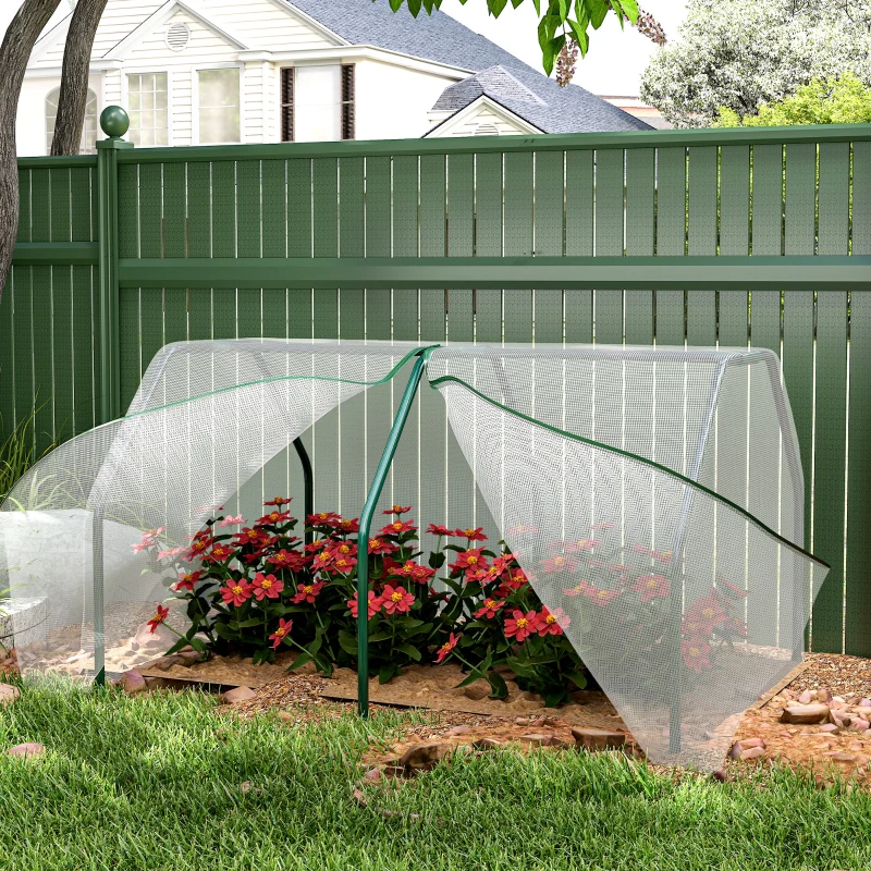 Outsunny Mini Sera pentru gradina balcon din plastic PE otel cu inchidere cu fermoar  alb transparent pentru fructe pentru legume pentru plante pentru flori