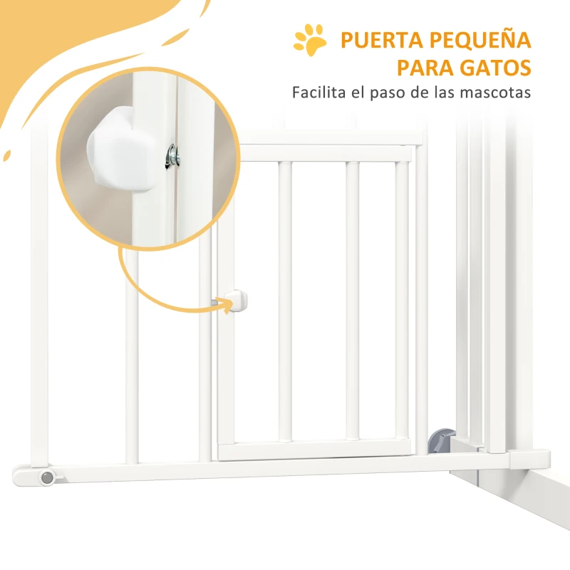 PawHut Barrera de Seguridad para Perros 74-80 cm con Montaje a Presión Doble Bloqueo Extensión para Puerta Escalera Blanco