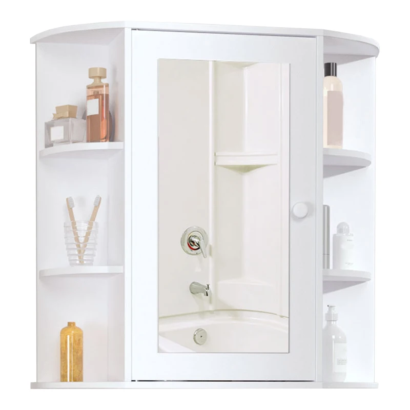 homcom Specchio Bagno Contenitore, Armadietto Bagno con Specchio, Anta Centrale e Mensole in Legno Bianco (66 x 17 x 63 cm)