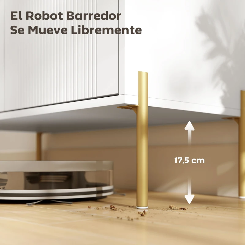 HOMCOM Aparador Moderno con 2 Puertas Estantes Ajustables Encimera con Efecto Mármol Patas de Acero Blanco 80x39,1x76 cm