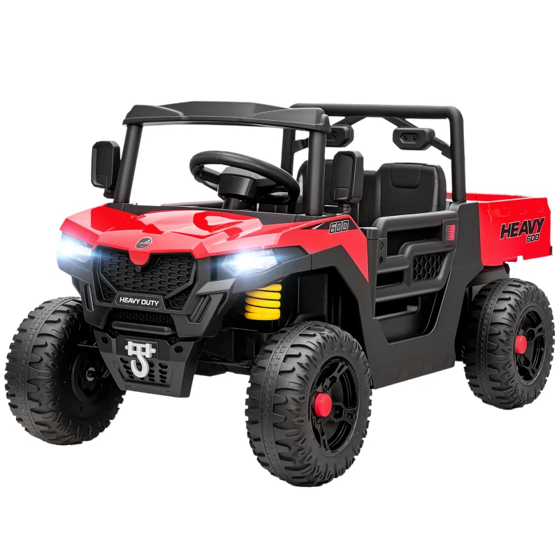 AIYAPLAY Voiture Électrique pour Enfants 12V avec Télécommande, Suspensions, Coffre et Musique, 3-8 Ans, Rouge