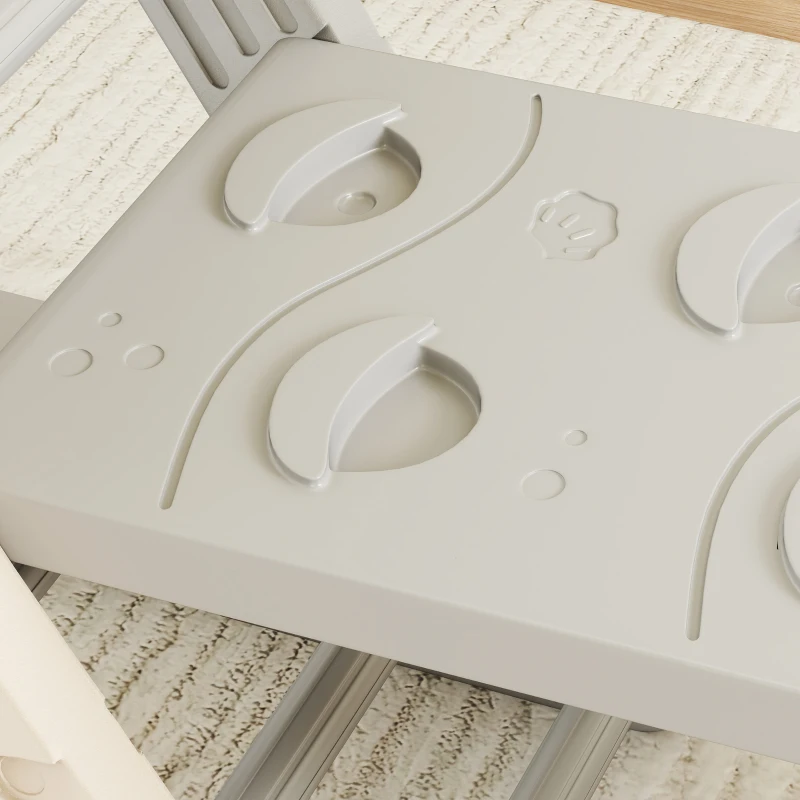 AIYAPLAY Klettergerüst Indoor, 5 in 1 Kletterdreieck mit Rutsche, Kletterbogen, inkl. doppelseitige Rampe, Spielplatz Indoor für Kinder 18-48 Monate, Grau+Weiß