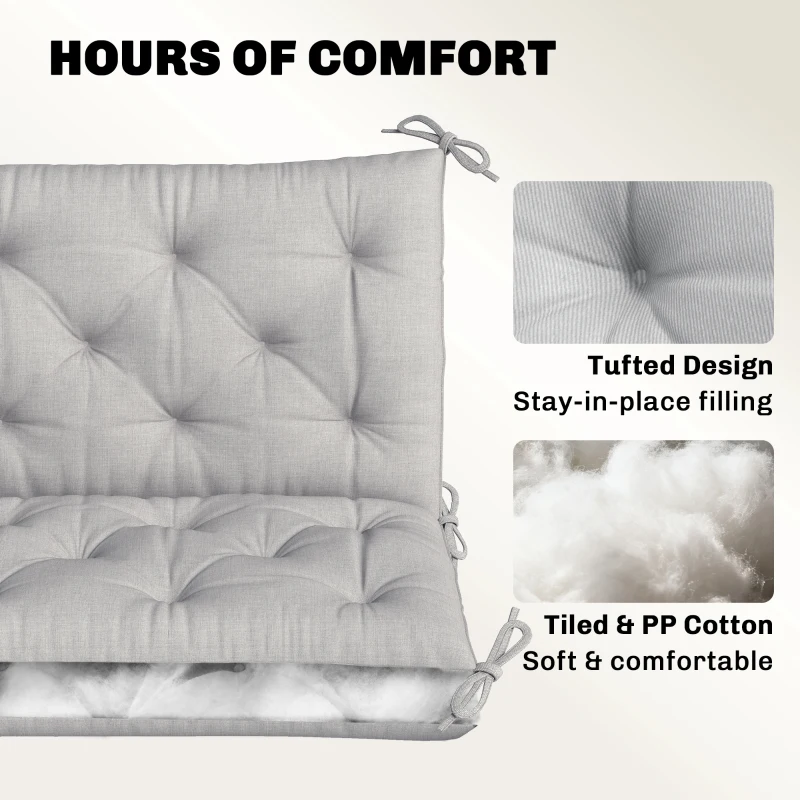 Outsunny 3-persoons bankkussen 150x98x8 cm met banden, tuinbankpolster voor schommelbank, Lichtgrijs