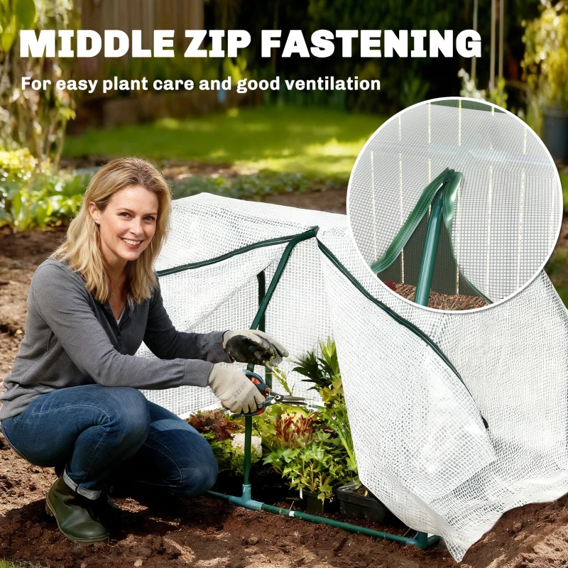 Outsunny Mini Sera pentru gradina balcon din plastic PE otel cu inchidere cu fermoar  alb transparent pentru fructe pentru legume pentru plante pentru flori