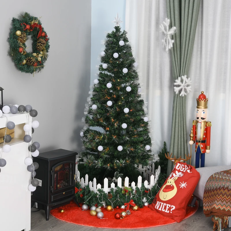 HOMCOM Weihnachtsbaum Tannenbaum mit LED-Leuchten 2 Lichtfarben 170 Spitzen Ø60 x 150H cm