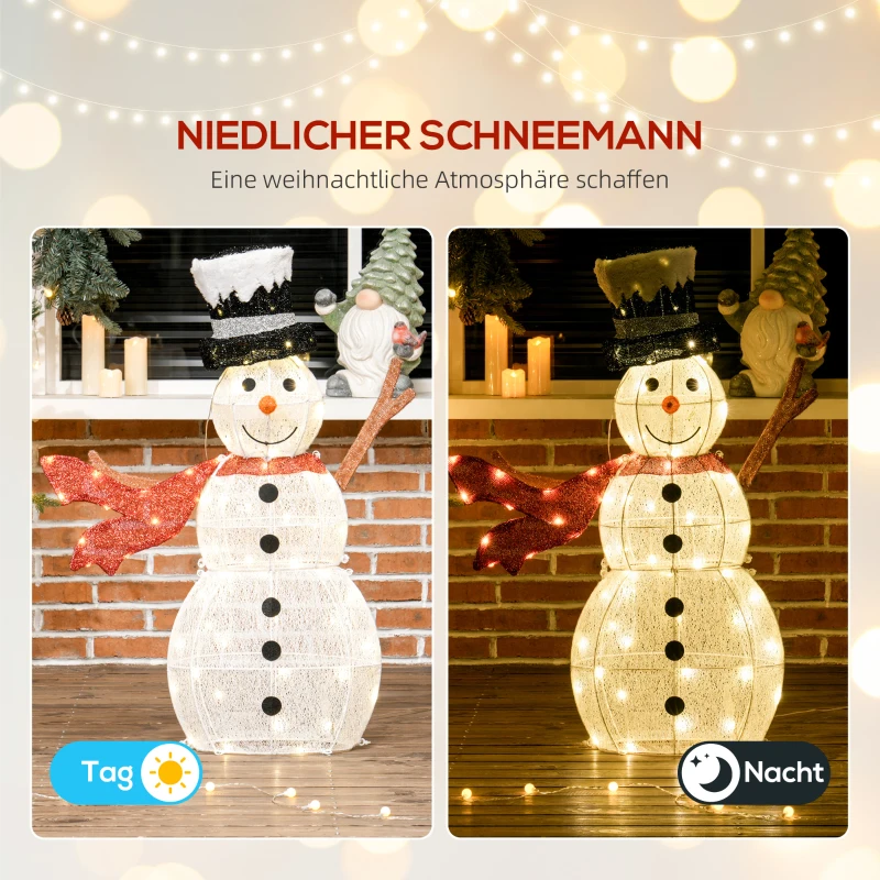 Outsunny 78er LED Weihnachtsdeko, Weihnachten Schneemann in warmweiß, Stahlrahmen, für Indoor, Outdoor, Mehrfarbig