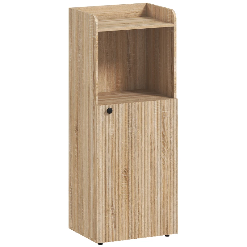 HOMCOM Badezimmerschrank, schmales 4-stufiges Aufbewahrungsmöbel, Schrank, offenes Fach, 40 x 31 x 104 cm, gelbeiche