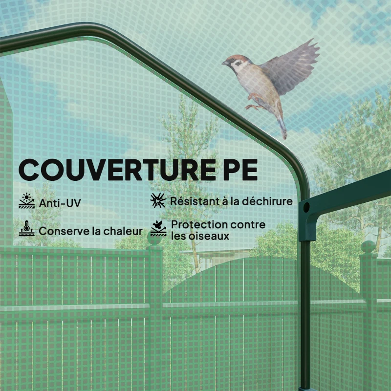 Outsunny Serre de jardin balcon étagère serre 4 niveaux 69L x 50l x 165H cm acier époxy bâche amovible PE haute densité vert