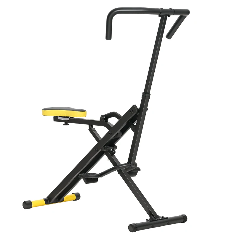 SPORTNOW Machine Total Crunch Pliable avec Siège Réglable, en Métal et Plastique, 57x105x115 cm, Jaune