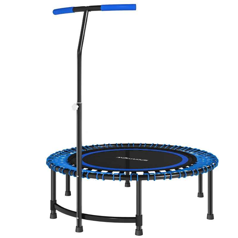 SPORTNOW Trampoline de fitness 114 cm, cordes élastiques, poignée réglable 5 positions, trampoline d'exercice silencieux, bleu