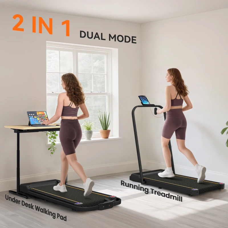 SPORTNOW 2.5HP Walking Pad, 1-6km/h Folding Treadmill with Remote Control and LED Display for Home Gym Office, Orange